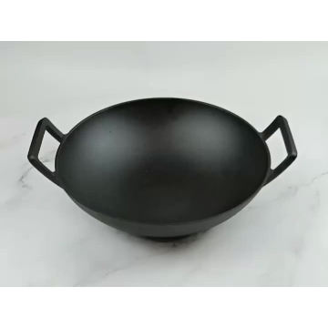 custom size cast iron chinese kitchen cooking wok pan with lid